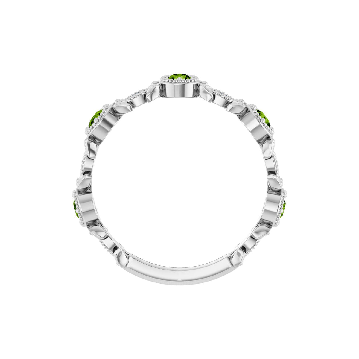 Natural Peridot & .03 CTW Natural Diamond Leaf Ring