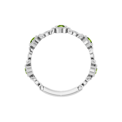 Natural Peridot & .03 CTW Natural Diamond Leaf Ring