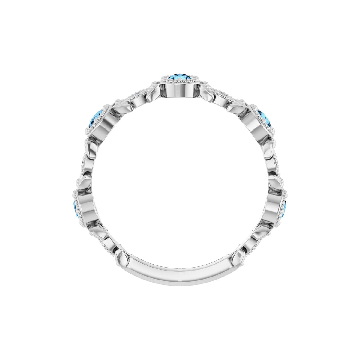Natural Aquamarine & .03 CTW Natural Diamond Leaf Ring