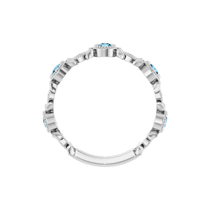 Natural Aquamarine & .03 CTW Natural Diamond Leaf Ring