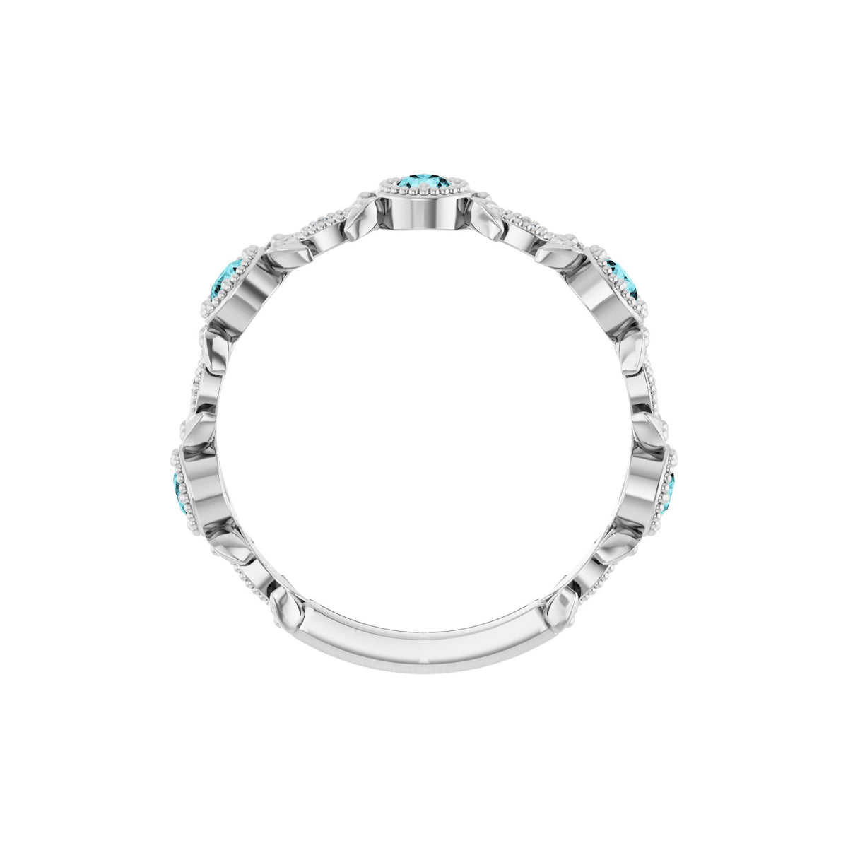 Natural Blue Zircon & .03 CTW Natural Diamond Leaf Ring