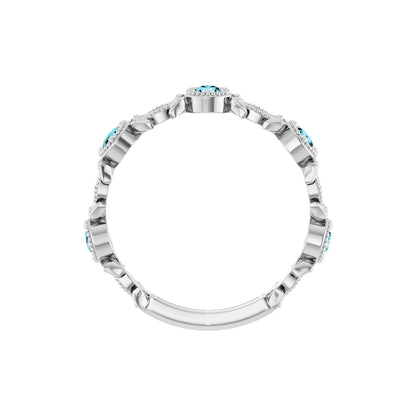 Natural Blue Zircon & .03 CTW Natural Diamond Leaf Ring