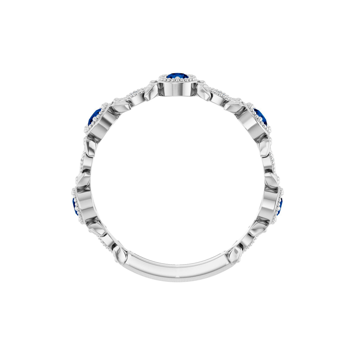 Natural Blue Sapphire & .03 CTW Natural Diamond Leaf Ring