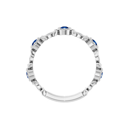 Natural Blue Sapphire & .03 CTW Natural Diamond Leaf Ring