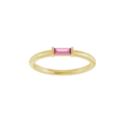 Natural Pink Tourmaline Stackable Ring