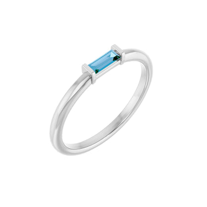 Natural Sky Blue Topaz Stackable Ring
