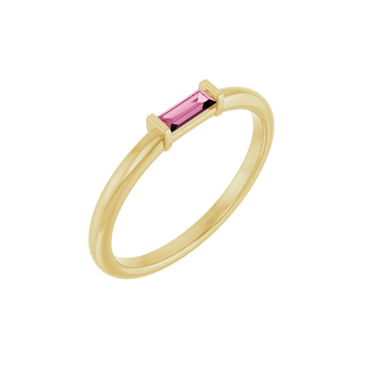 Natural Pink Tourmaline Stackable Ring