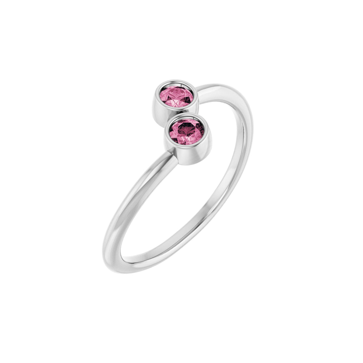 Natural Pink Tourmaline Two-Stone Ring