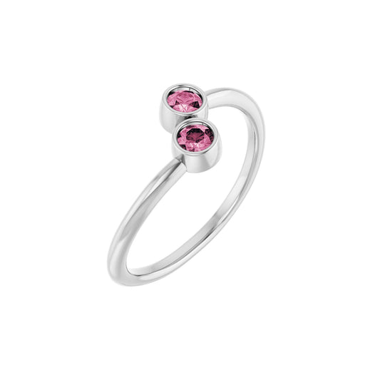 Natural Pink Tourmaline Two-Stone Ring
