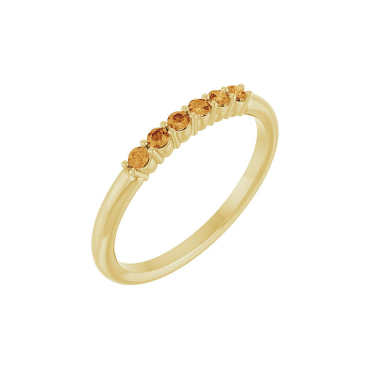 Natural Citrine Stackable Ring - Yellow Gold