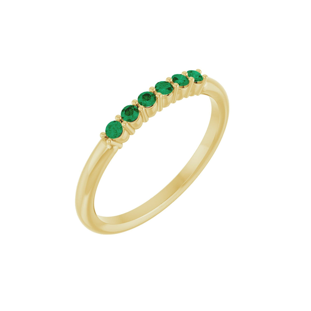 Natural Emerald Stackable Ring - Yellow Gold