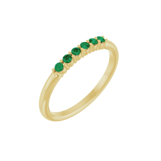 Natural Emerald Stackable Ring - Yellow Gold