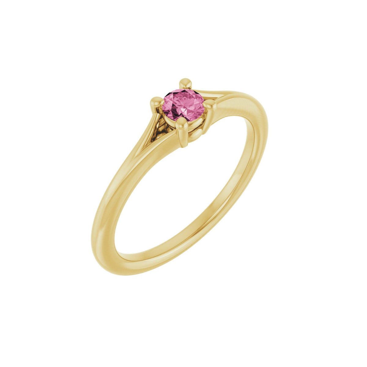 Natural Pink Tourmaline Youth Solitaire Ring
