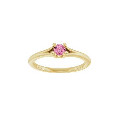 Natural Pink Tourmaline Youth Solitaire Ring
