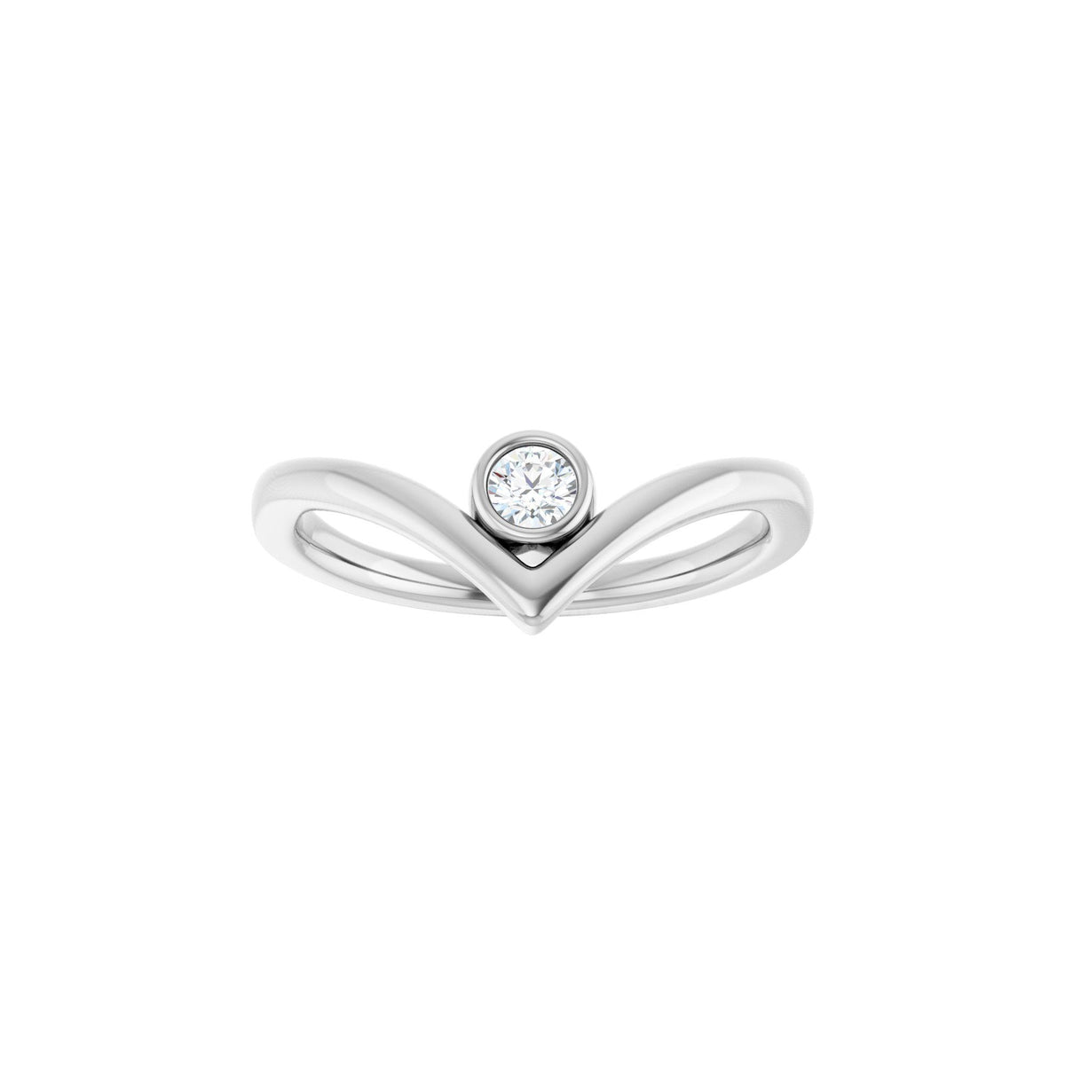 1/10 CTW Natural Diamond Bezel-Set V Ring