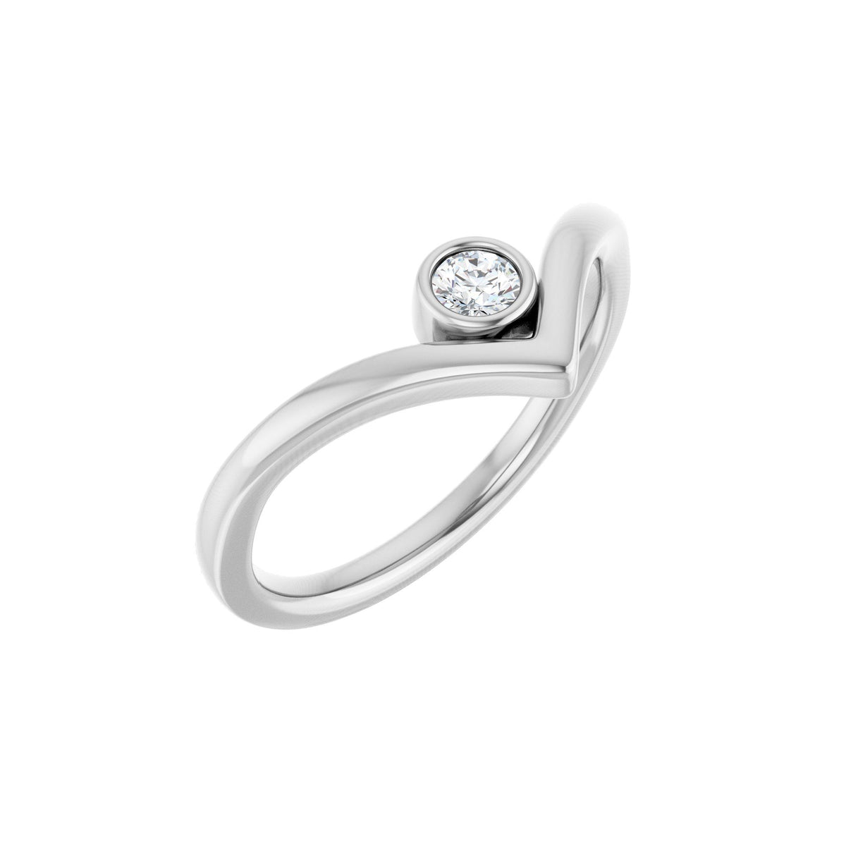 1/10 CTW Natural Diamond Bezel-Set V Ring