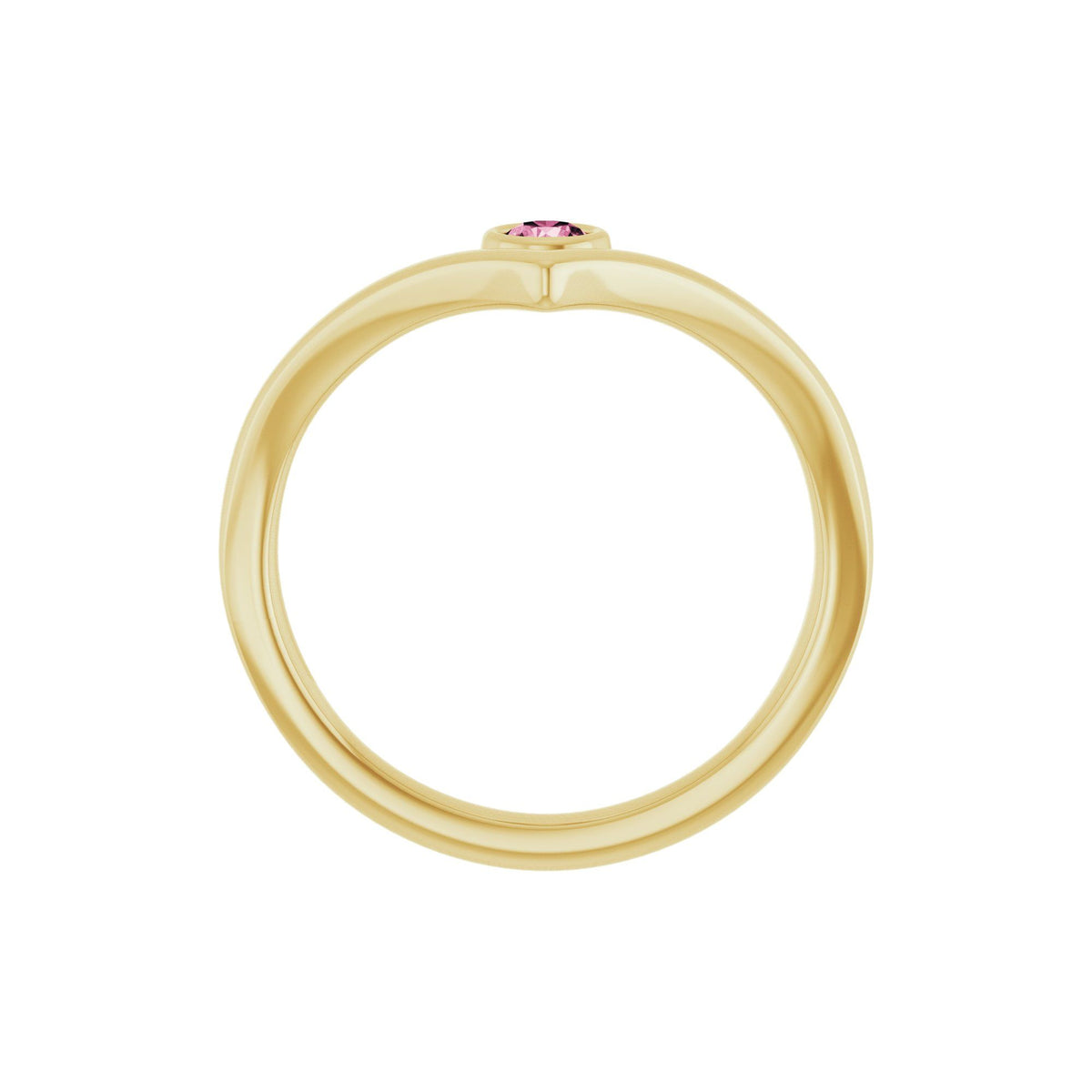 Natural Pink Tourmaline Bezel-Set V Ring