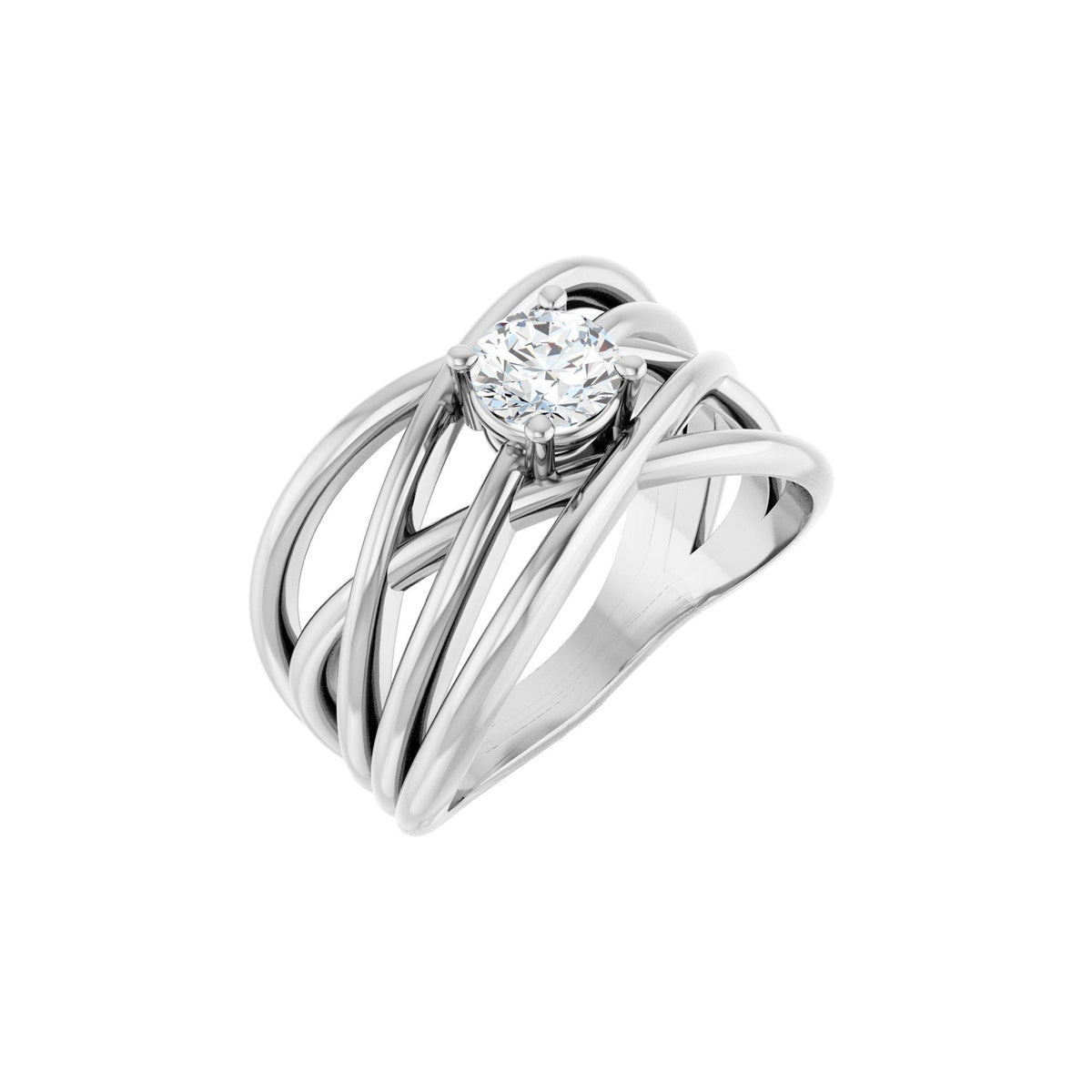1/2 CT Natural Diamond Criss-Cross Ring