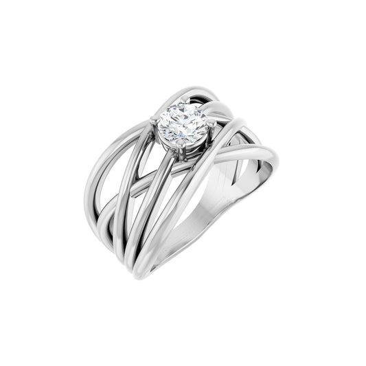 1/2 CT Natural Diamond Criss-Cross Ring