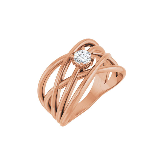 1/4 CT Natural Diamond Criss-Cross Ring