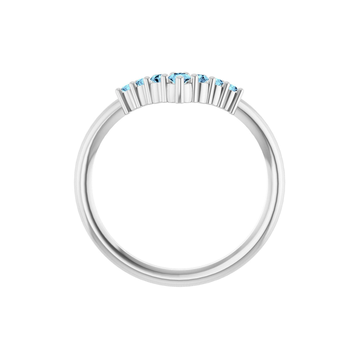 Natural Aquamarine Graduated V Ring