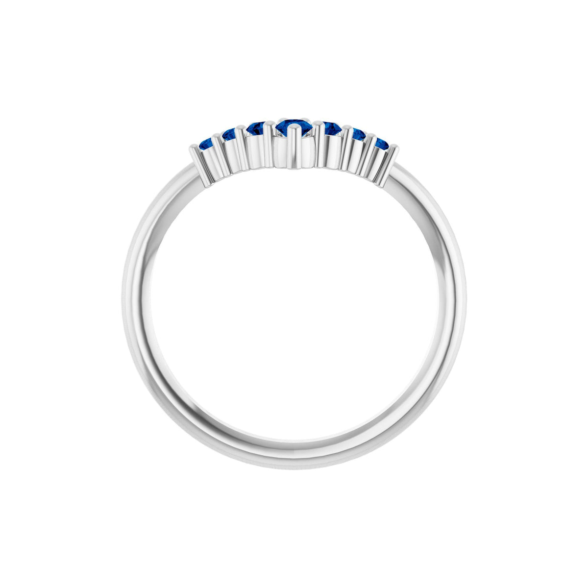 Natural Blue Sapphire Graduated V Ring