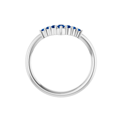 Natural Blue Sapphire Graduated V Ring