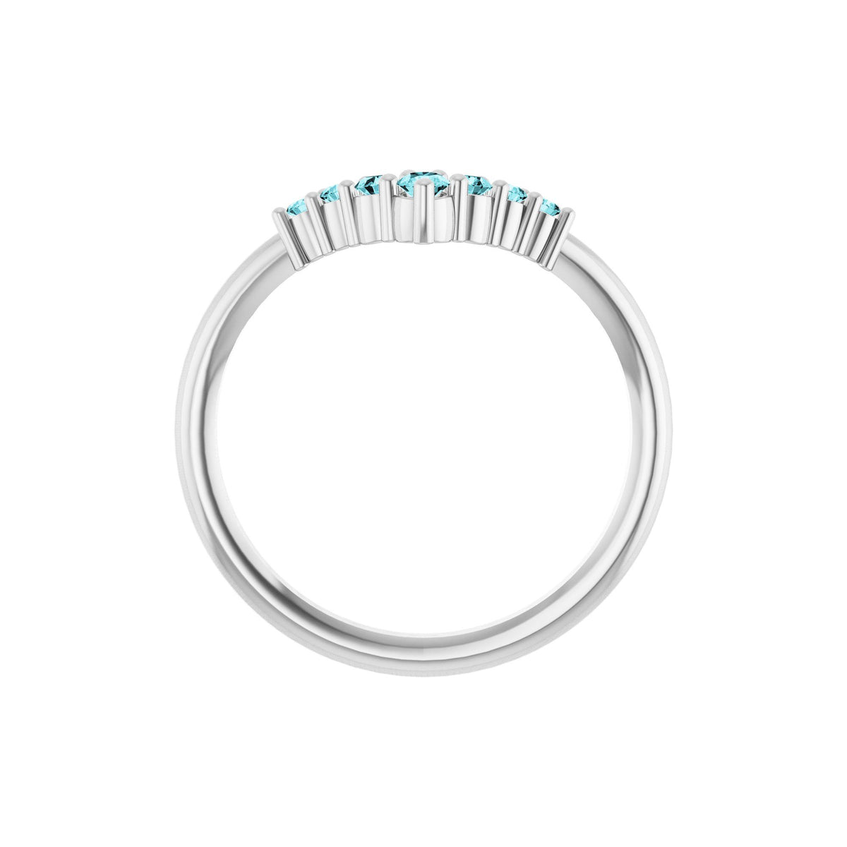 Natural Blue Zircon Graduated V Ring