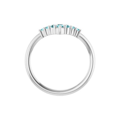 Natural Blue Zircon Graduated V Ring