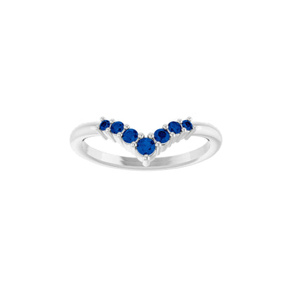 Natural Blue Sapphire Graduated V Ring