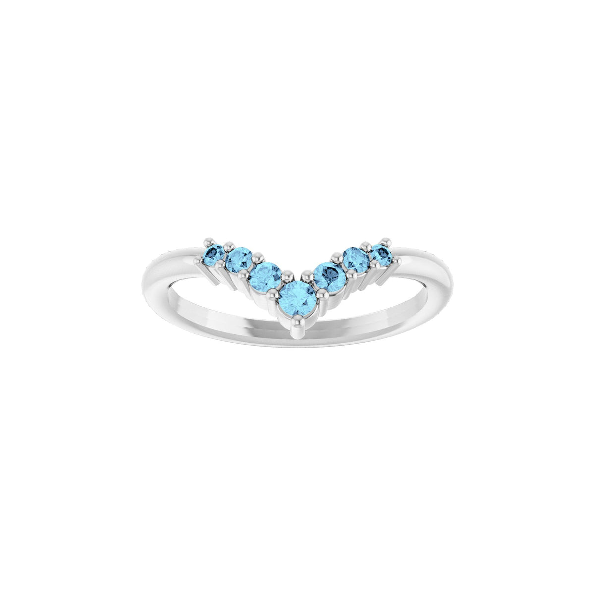 Natural Aquamarine Graduated V Ring