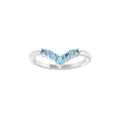 Natural Aquamarine Graduated V Ring