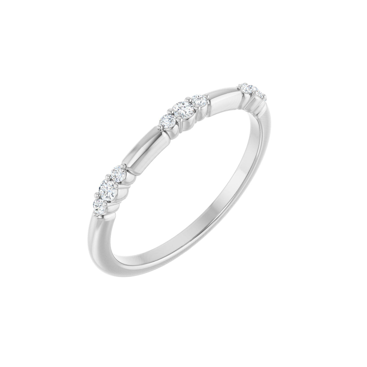 1/8 CTW Natural Diamond Stackable Ring - 14K Gold & Platinum