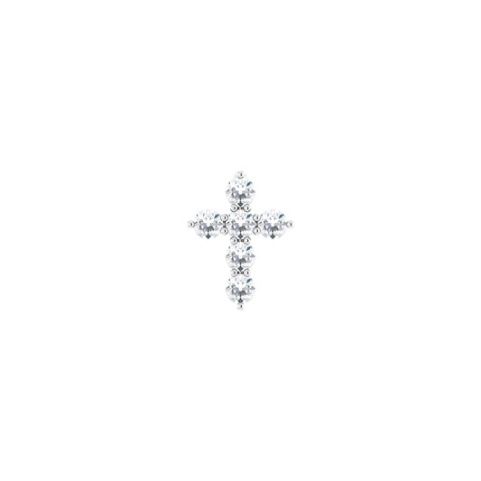 Natural Diamond Accented Cross Necklace or Pendant - 14K White Gold