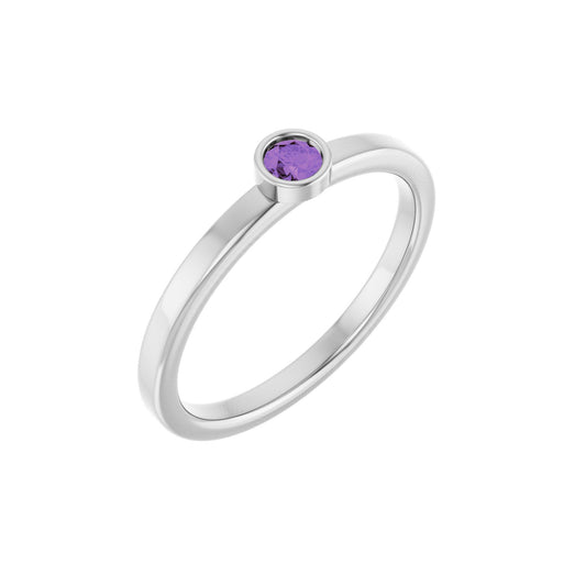 3 mm Natural Amethyst Ring