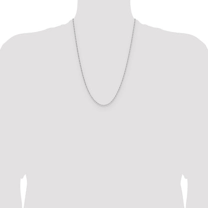1.4mm D/C Open Long Link Cable Chain - White Gold