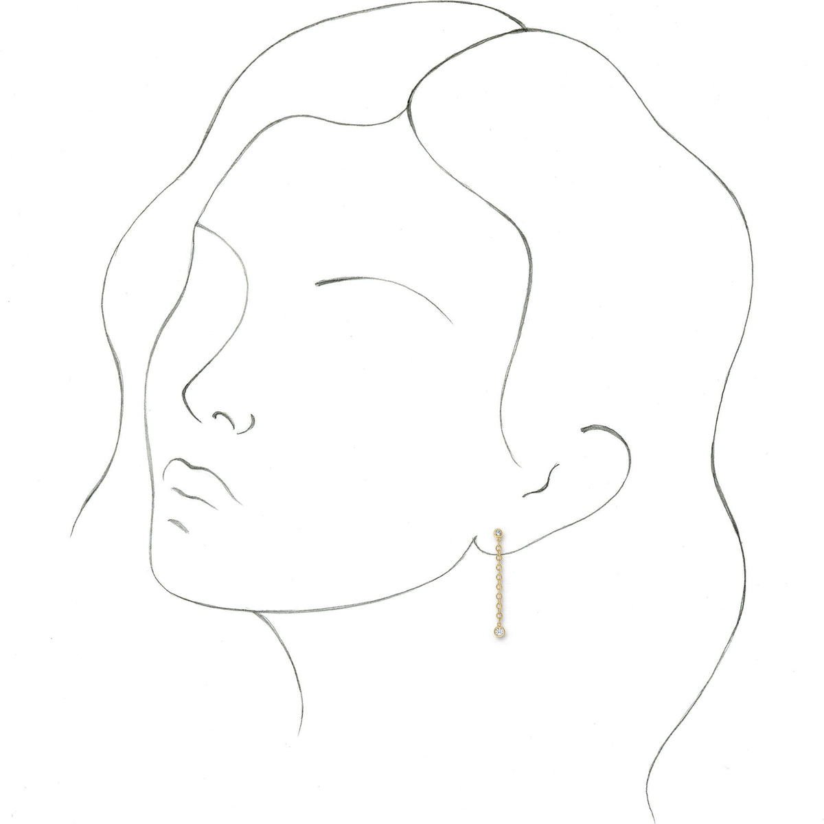 Natural Diamond Bezel-Set Chain Earrings
