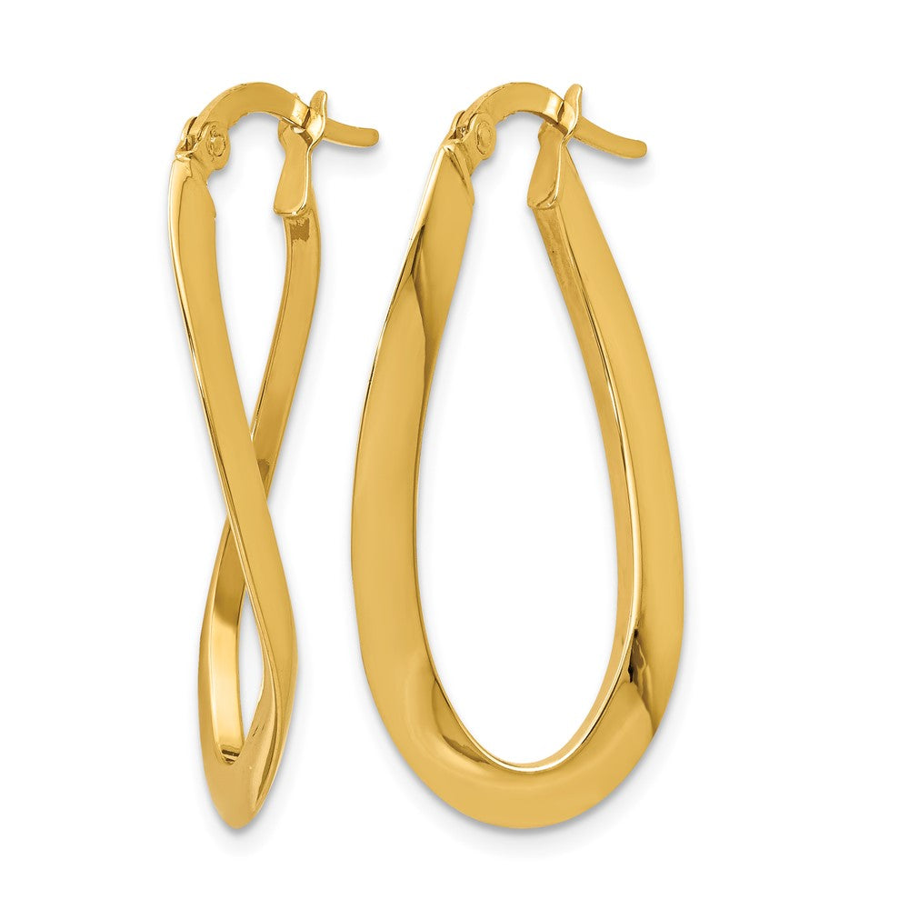 Polished Oval Hoop Earrings - 14mm