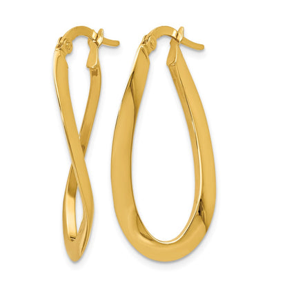Polished Oval Hoop Earrings - 14mm