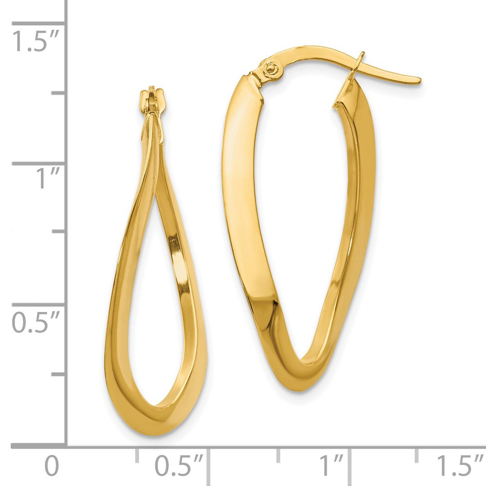 Polished Oval Hoop Earrings - 14mm