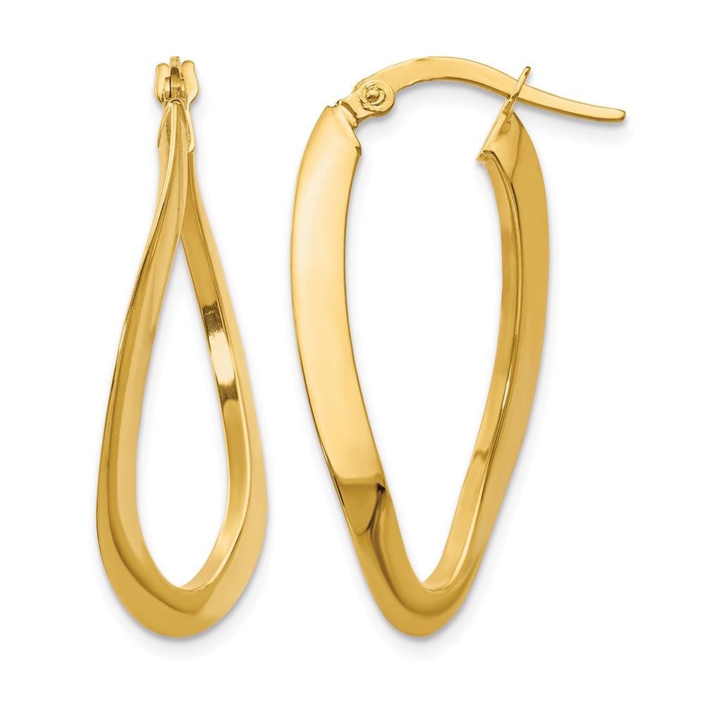 Polished Oval Hoop Earrings - 14mm