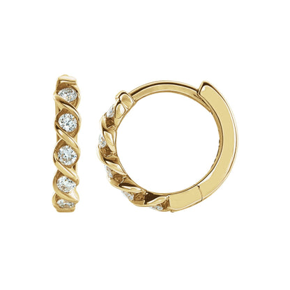 Natural Diamond Twisted Hoop Earrings