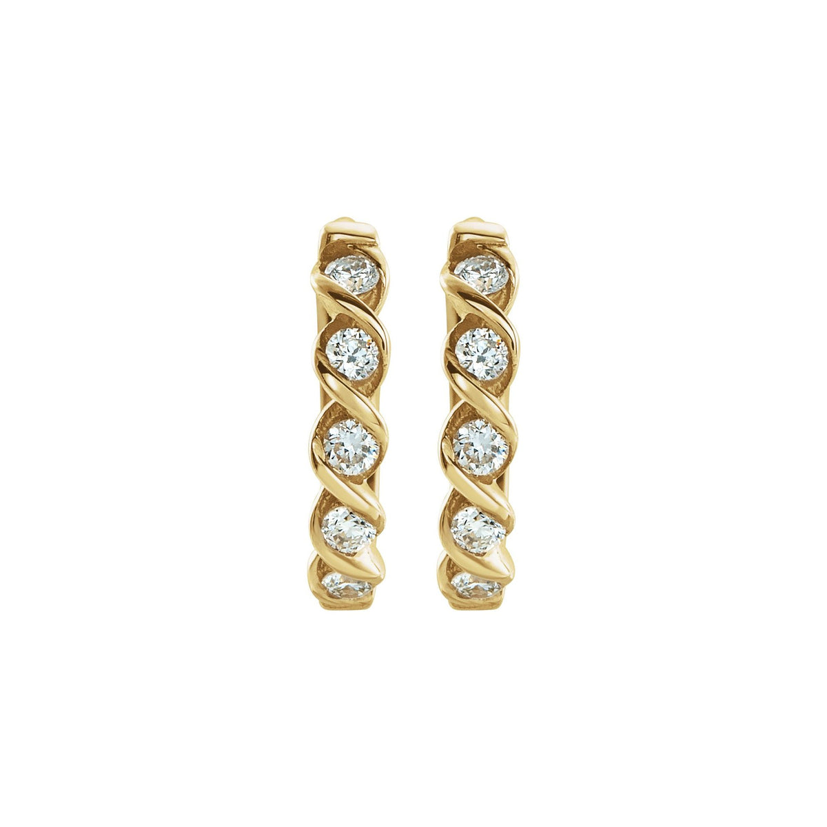 Natural Diamond Twisted Hoop Earrings