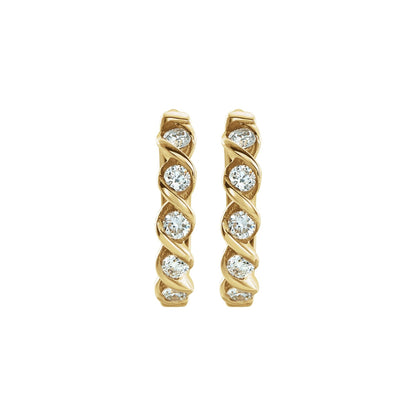 Natural Diamond Twisted Hoop Earrings