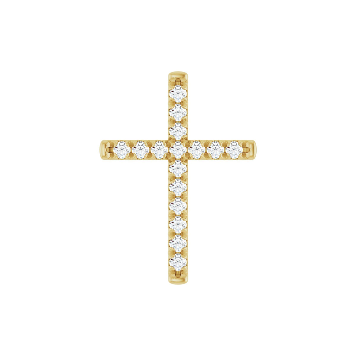 Natural Diamond French-Set Cross Necklace or Pendant