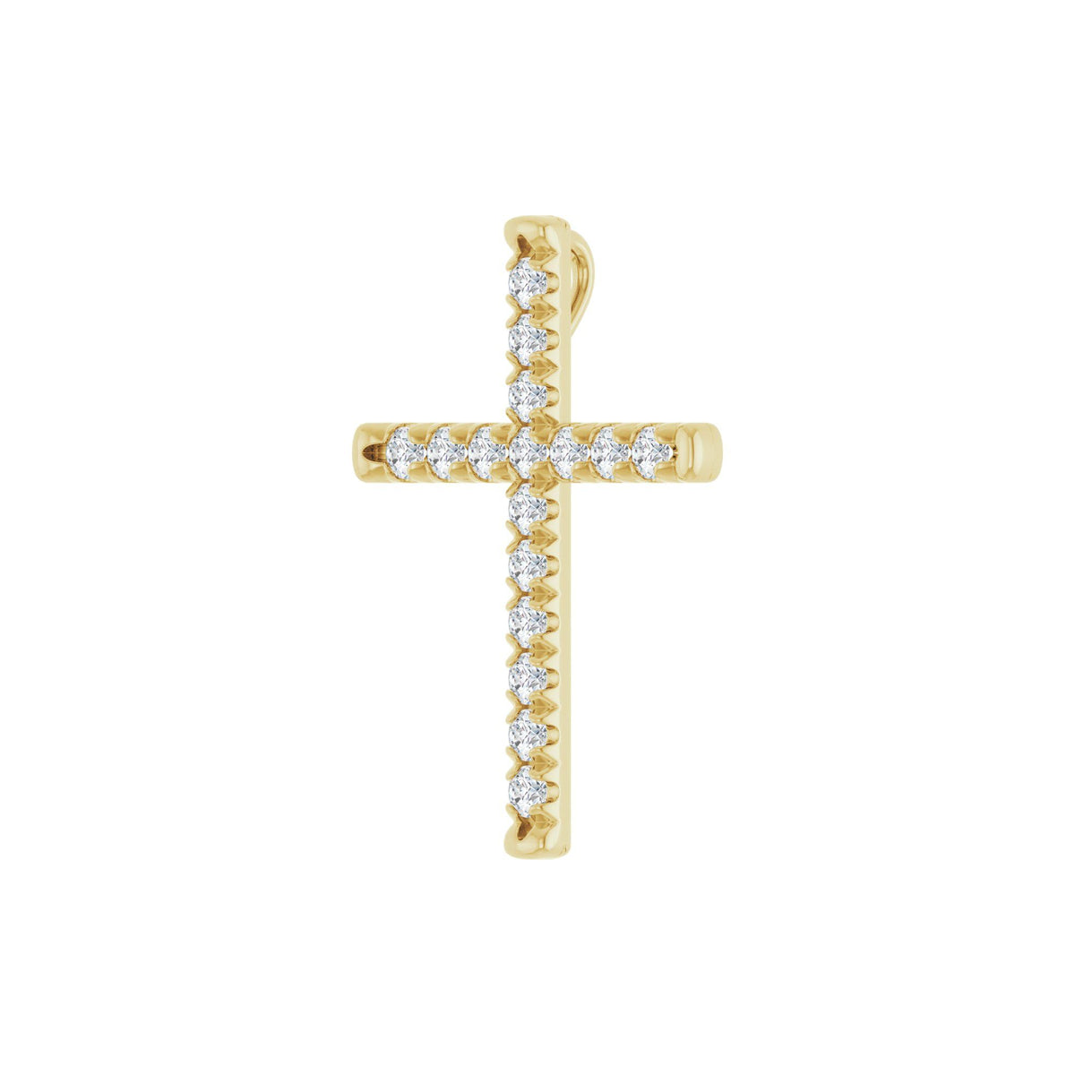 Natural Diamond French-Set Cross Necklace or Pendant