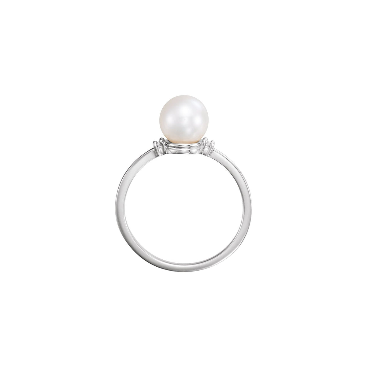Cultured White Freshwater Pearl & .02 CTW Natural Diamond Ring
