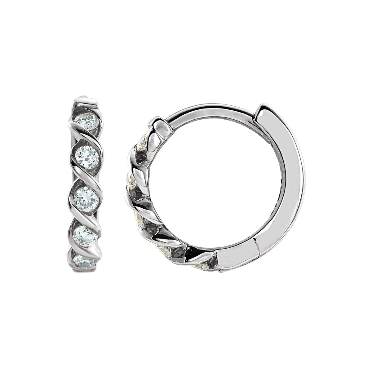 Natural Diamond Twisted Hoop Earrings