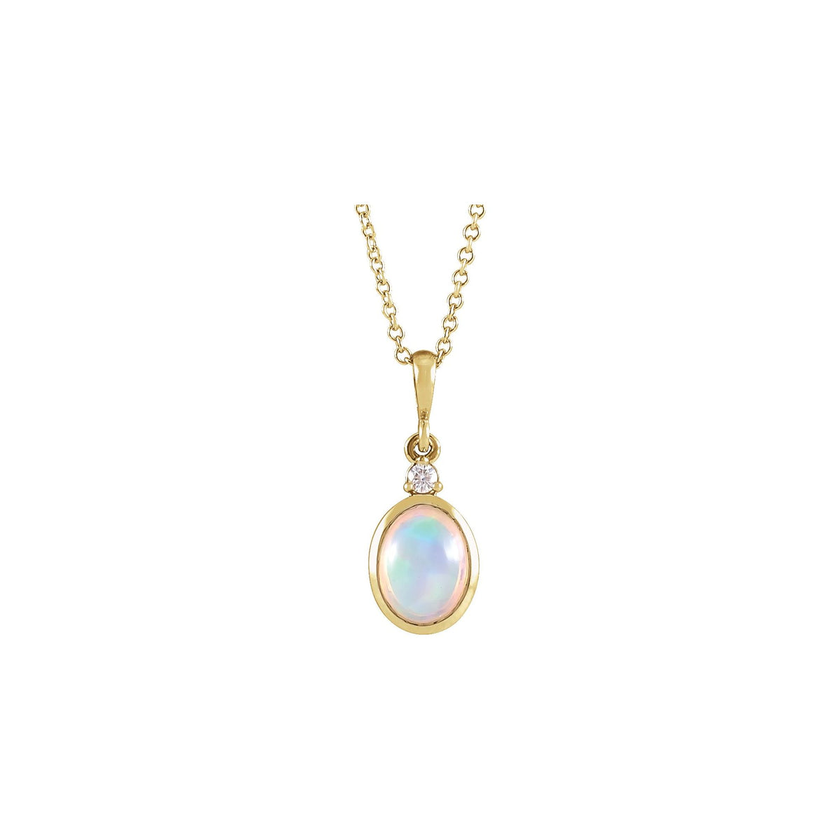 6x4 mm Natural Ethiopian Opal & .015 CT Natural Diamond 16-18" Necklace