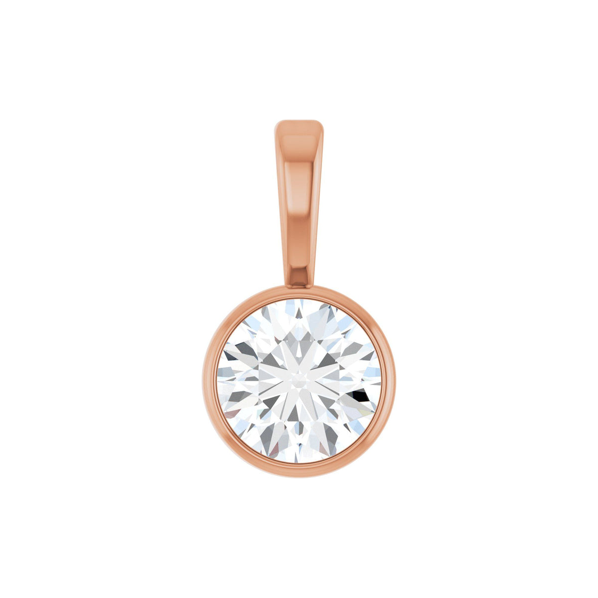 Natural Diamond Bezel-Set Solitaire Necklace or Pendant